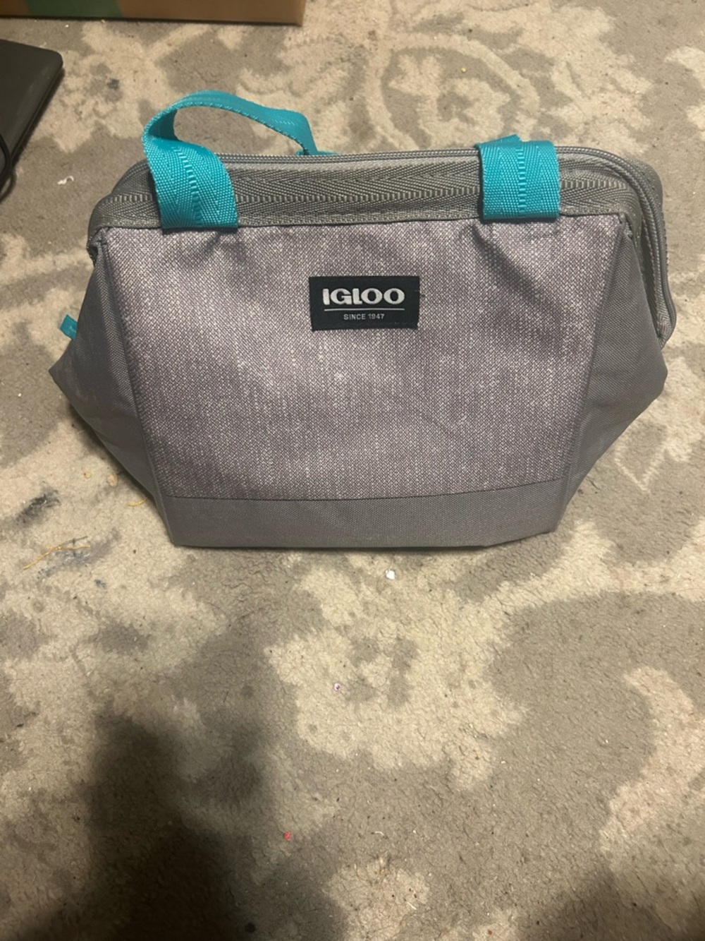 Igloo Gray Cooler Bag with Teal Handles